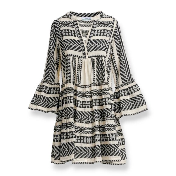 Devotion Twins Ella embroidered tiered ethnic bell sleeves boho hippie dress M - Picture 9 of 16